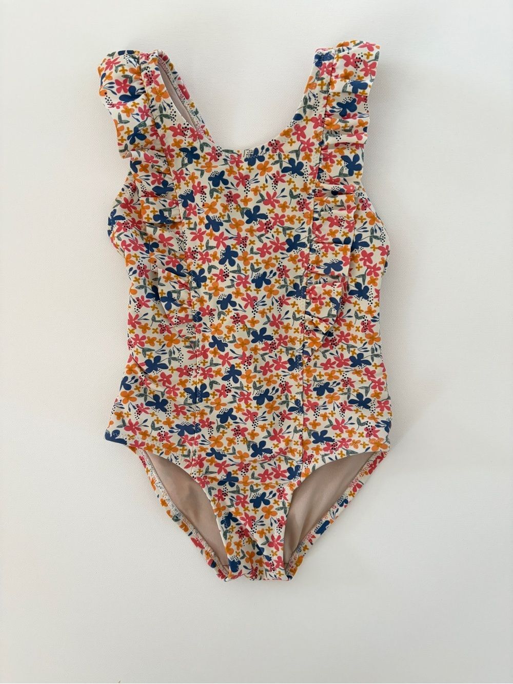 Tea Collection Floral Ruffle One-Piece Cross-back Swimsuit with Floral Print